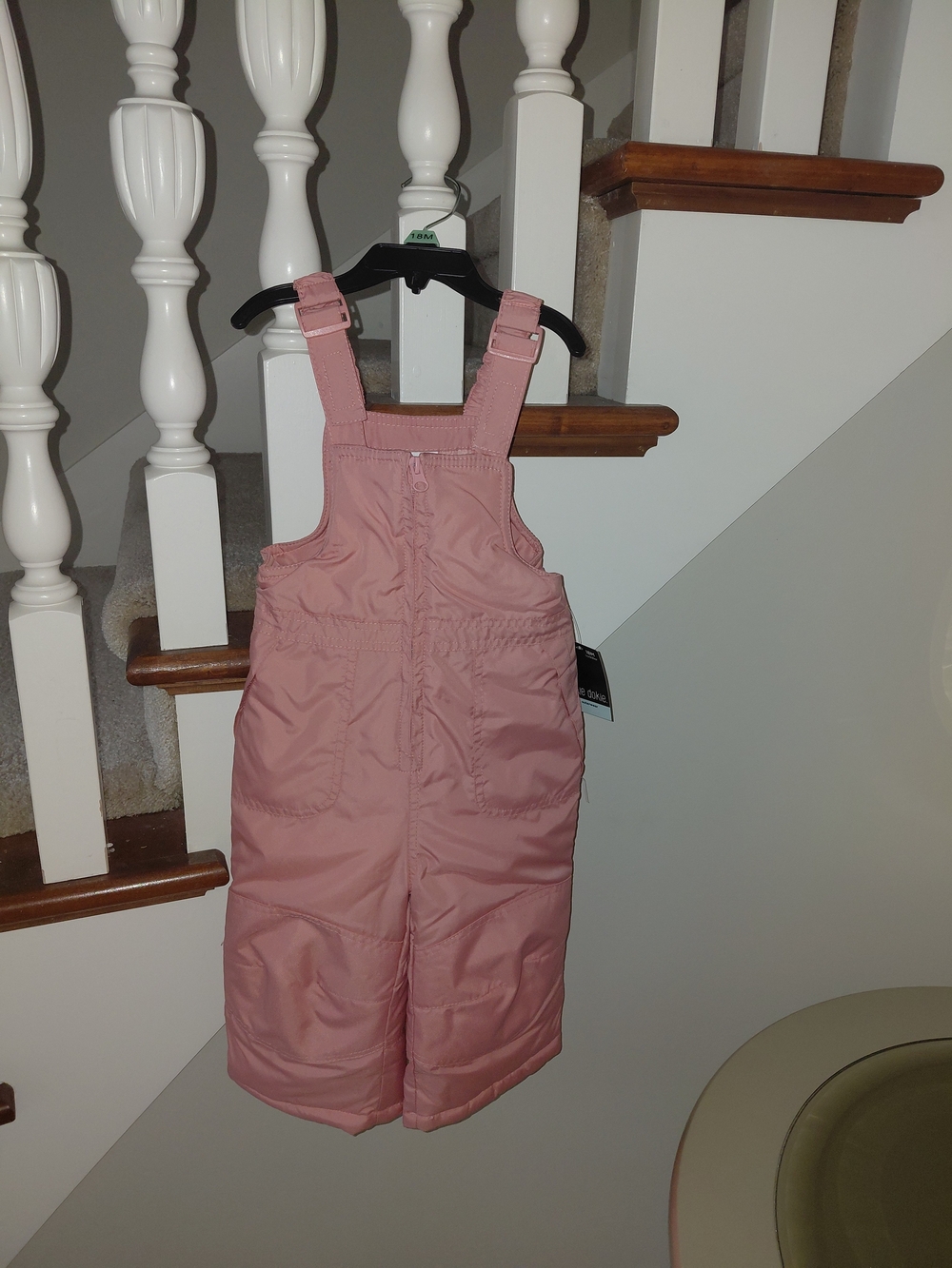 okie dokie Pink Girls Snow Overalls Bib Size 18 Months